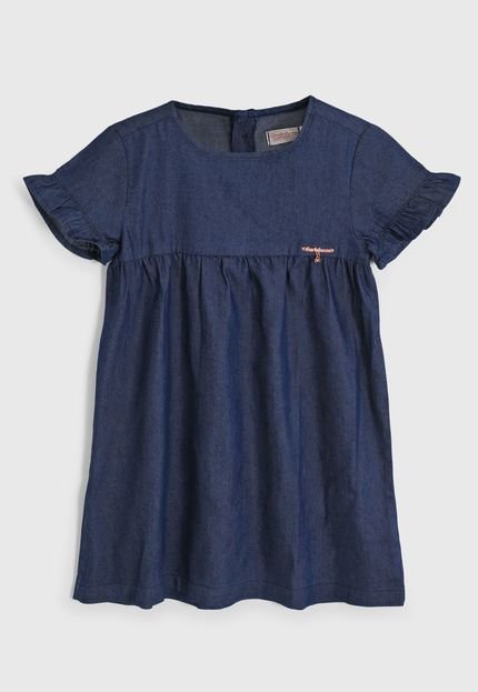 Vestido Carinhoso Infantil Jeans Azul-Marinho - Marca Carinhoso