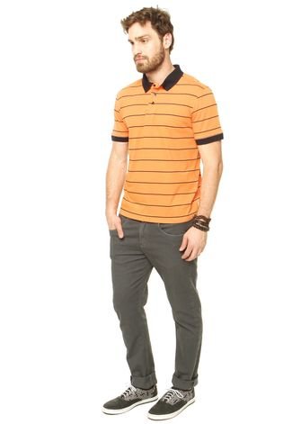 Camisa Polo DAFITI I.D. Listrada Laranja Compre Agora Dafiti