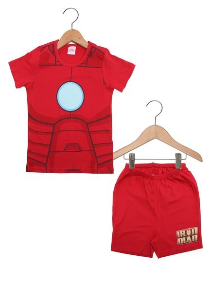 Pijama Evanilda Curto Iron Man Vermelho - Marca Evanilda