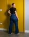 Calça Jeans Wide Leg Plus Size Feminina Cintura Alta Bolso Cargo 23041 Escura Consciência - Marca Consciência