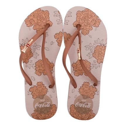 Chinelo Coca Cola Metallized Petals Feminino Bege - Marca Coca Cola Accessories