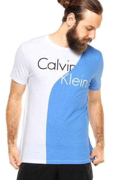 Camiseta Manga Curta Calvin Klein Branca/Azul - Marca Calvin Klein