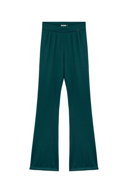 Calça Feminina em Malha Canelada Flare Marialícia Verde Escuro - Marca Marialícia