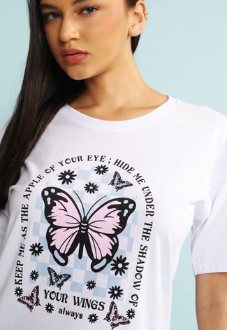 T-Shirt Branca Borboleta Evangélica, Camiseta Feminina Use-Criativa Nunca  Usado 70594402