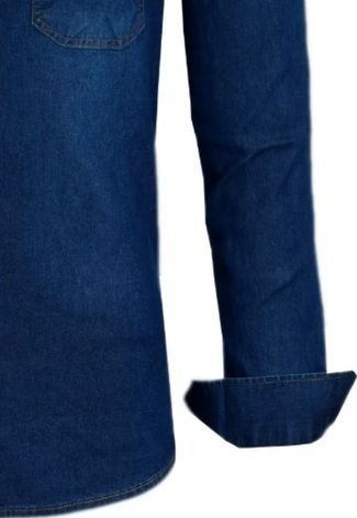 Camisa Manga Longa Amil Jeans Com Elastano Slim 1754 Marinho