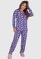 Kit com 2 Pijamas Thayla Felpado Preto   Bicolor  Coração Viscose - Marca Click Mais Bonita