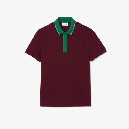 Polo Lacoste Smart Paris Regular Fit com gola contrastante Vinho - Marca Lacoste