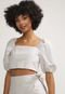 Blusa Cropped Forever 21 Mangas Bufantes Off-White - Marca Forever 21
