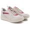 Tênis Casual Couro Sneaker Detalhes Metalizados Feminino Solado Chunky Emborrachado Amarração Confortável Off White   Pink - Marca Walk Easy