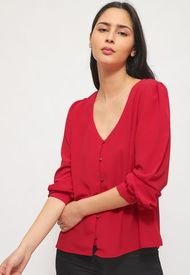 Blusa iO Lisa cuello en V Rojo - Calce Regular