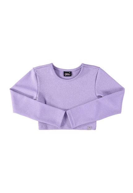 Blusa Cropped em Malha com Lurex Juvenil Gloss Roxo - Marca Gloss