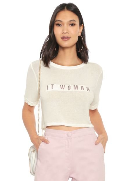 Camiseta Cropped Enna It Woman Off-white - Marca Enna