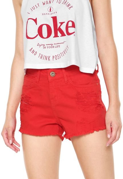 Short Sarja Coca-Cola Jeans Destroyed Vermelho - Marca Coca-Cola Jeans