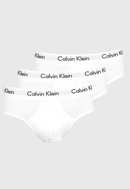 Kit 3pçs Cueca Calvin Klein Underwear Slip Branco - Marca Calvin Klein Underwear