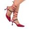 Scarpin Bico Fino Salto Taça Baixo Strass Amarrar Confort Vermelho - Marca Stessy Shoes