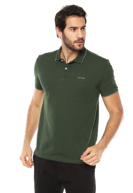 Camisa Polo Calvin Klein Slim Verde - Marca Calvin Klein