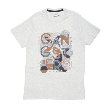 Camiseta Juvenil Gangster Estampa com Relevo Cinza Claro - Marca Gangster