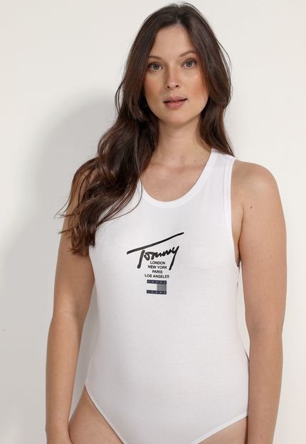 Body Tommy Jeans Canelado Logo Branco - Marca Tommy Jeans