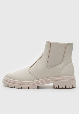 Bota Chelsea Moleca Cano Baixo Off-White