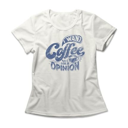 Camiseta Feminina I Want Coffee - Off White - Marca Studio Geek 