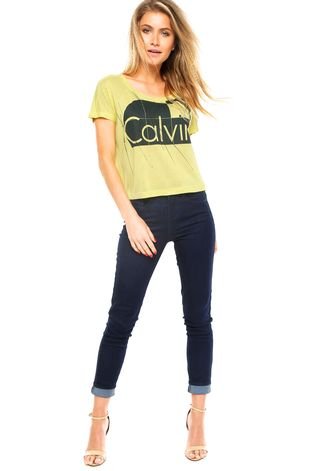 Blusa Calvin Klein Jeans Estampa Abstrata Amarela