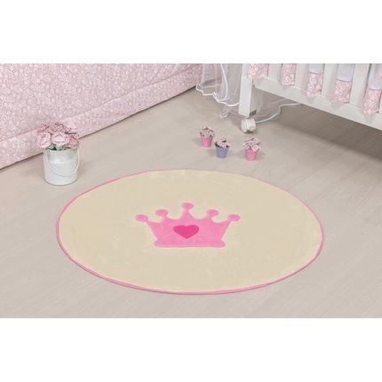 Tapete Infantil Formatos Baby - 78cm x 68 cm - Coroa – Rosa - Marca Guga Tapetes