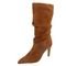 Bota Feminina Salto Fino Bico Fino Enrugada Slouchy Em Couro Maria Paula Camel - Marca MARIA PAULA