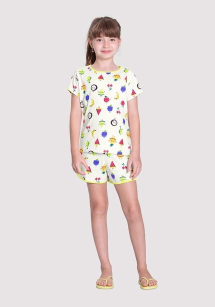 Pijama Curto Infantil Menina em Malha Estampado - Marca Alakazoo