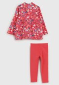 Conjunto Infantil 2pçs Manga Longa Elian Floral Com Zíper Vermelho - Marca Elian