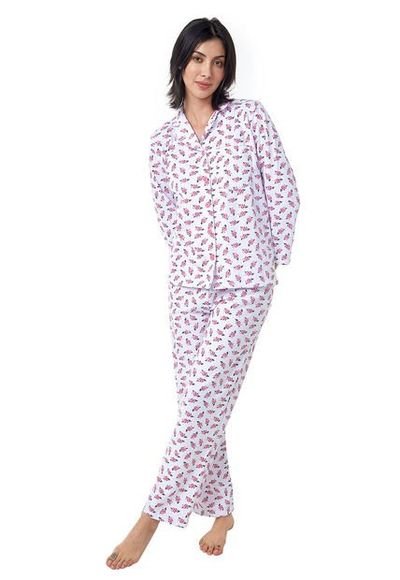 Pijama Mujer Daniela Estampado Rosado Medio Santana Compra Ahora