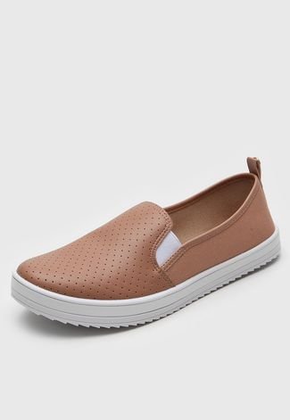 Slip On DAFITI SHOES Logo Nude - Compre Agora