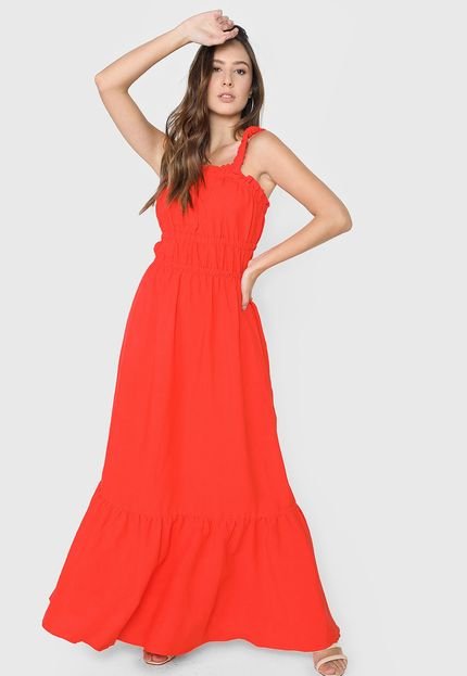 Vestido Colcci Longo Liso Vermelho - Marca Colcci