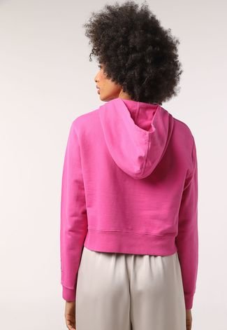 Blusa de Moletom Fechada Calvin Klein Jeans Logo Rosa