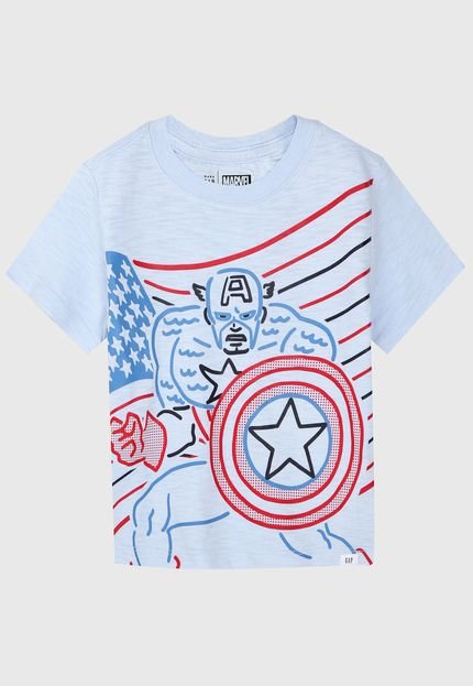 Camiseta GAP Infantil Marvel Capitão América Azul - Marca GAP