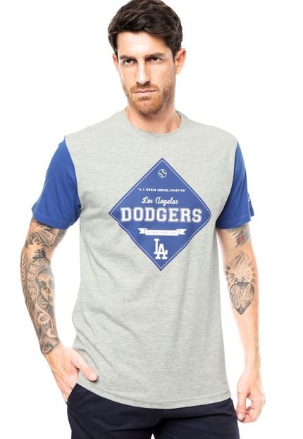 Camiseta New Era College 7 Los Angeles Dodgers MLB Cinza - Marca New Era