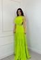 Vestido Longo Abertura Lateral Amarração Elegante Grécia Verde Limão - Marca Cia do Vestido