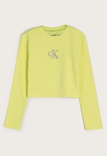 Camiseta Infantil Cropped Calvin Klein Kids Logo Amarela - Marca Calvin Klein Kids