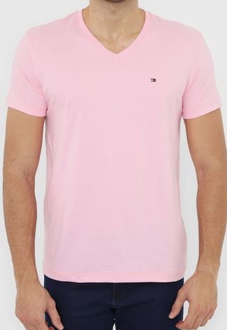 Camiseta Tommy Hilfiger Logo Rosa - Compre Agora