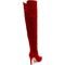 Bota Over Feminina Acima do Joelho Cano Alto Salto Fino Camurça Vermelha 1722 - Marca Flor da Pele