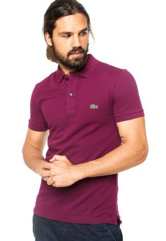 Camisa Polo Manga Curta Lacoste Logo Roxa Compre Agora Dafiti