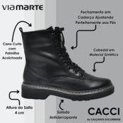 Bota Coturno Feminina Cadarço Via Marte 089-001 - Marca Via Marte