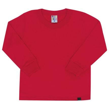 Camiseta Manga Longa Vermelho - Bebê - Meia Malha Camiseta Vermelho Ref:47256-65-G - Marca Pulla Bulla