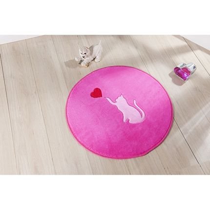 Tapete com Antiderrapante Formato Gato Love - 65cm - Pink - Marca Guga Tapetes