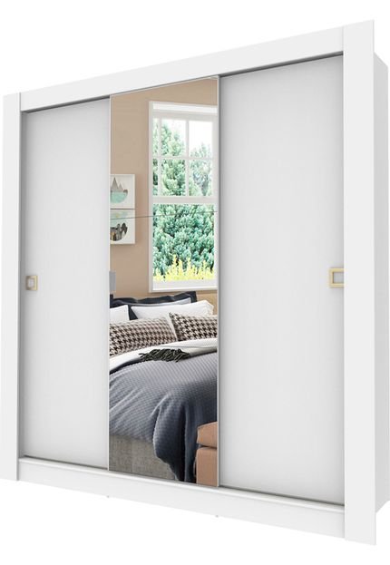 Guarda Roupa Master 3 portas com porta Madesa Branco - Marca Madesa