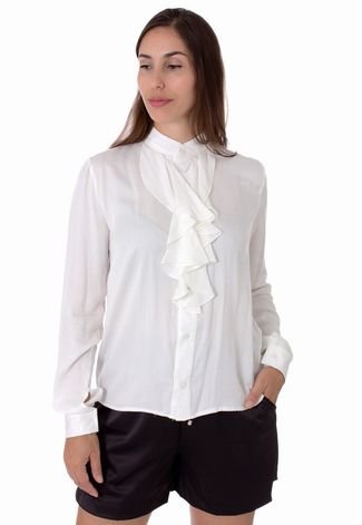 Camisa Feminina Operarock Jabot Off White