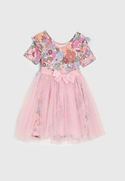 Vestido Infantil Cotton On Floral Tule Rosa - Marca Cotton On
