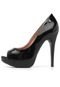 Peep Toe Di Cristalli Verniz Preto - Marca Di Cristalli