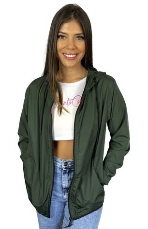 Jaqueta Corta Vento Feminino Corrida Verde Militar WSS Rotina