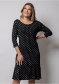 Vestido 3/4 Pau a Pique em poá Preto - Marca Pau a Pique