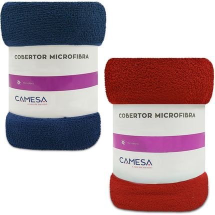 Kit 2 Manta Cobertor Solteiro Microfibra Soft Macia Fleece 150x220cm Camesa - Emcompre - Marca Camesa